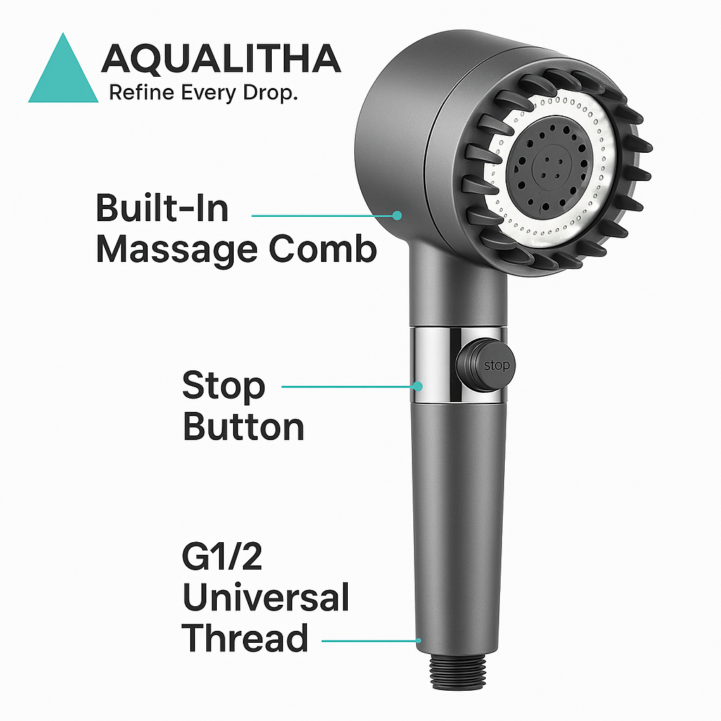 Aqualitha™ 3-Mode High-Pressure Filter Shower Head