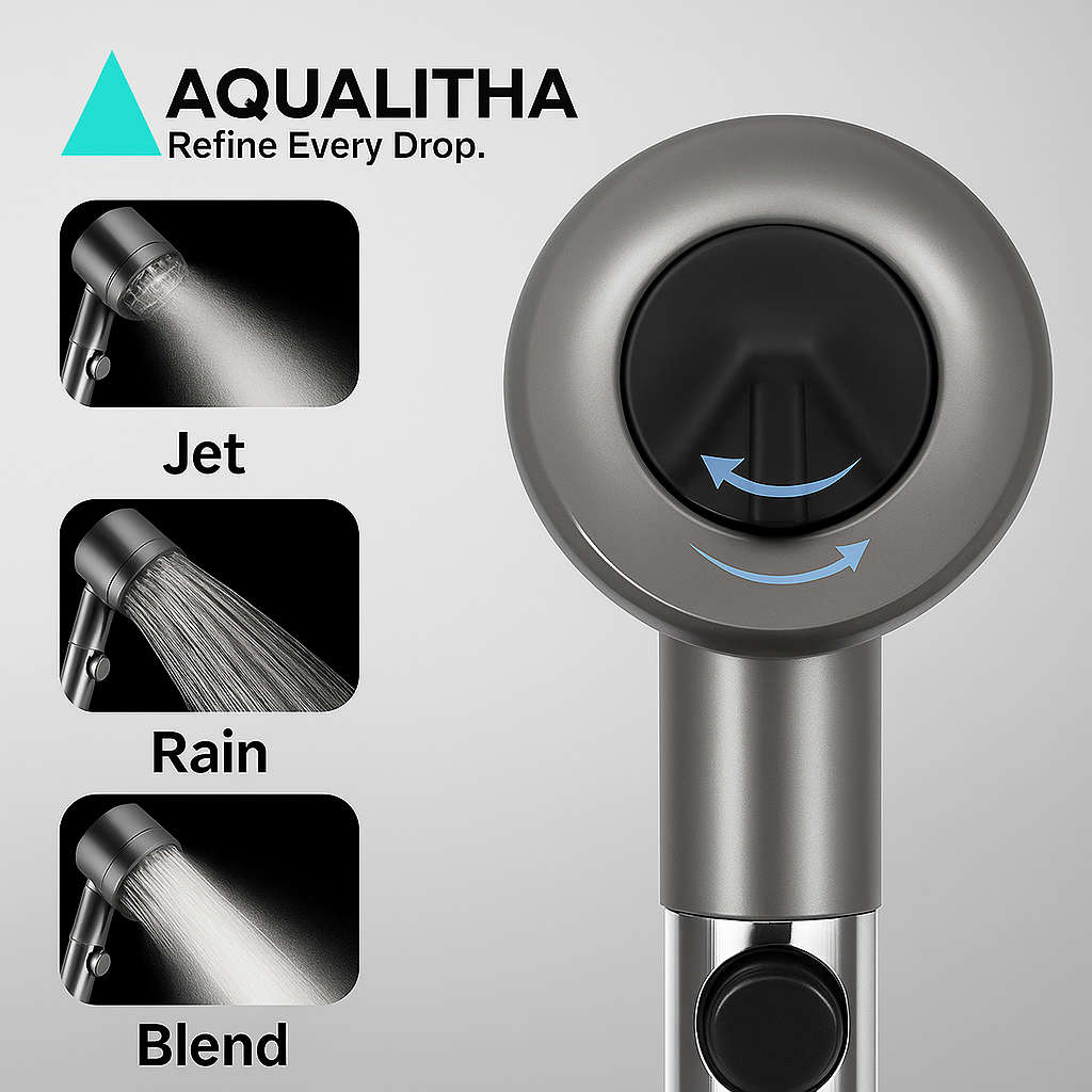 Aqualitha™ 3-Mode High-Pressure Filter Shower Head